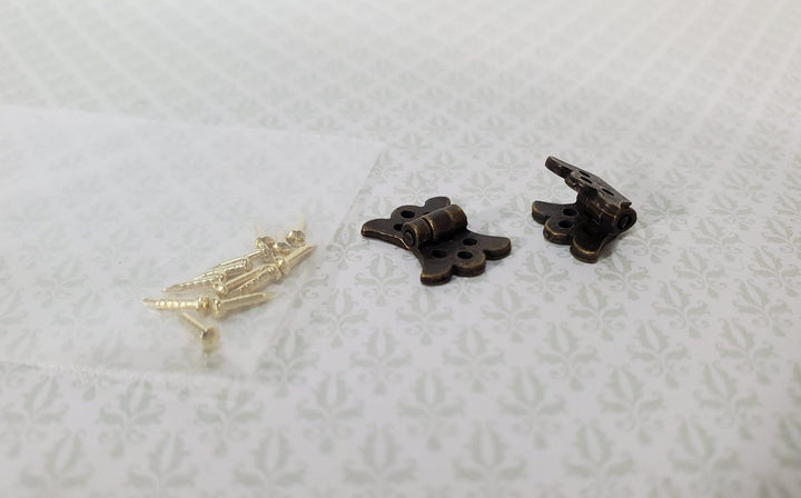 Dollhouse Butterfly Hinge Working Antique Style Bronze 1:12 Scale Includes Nails S1507 - Miniature Crush