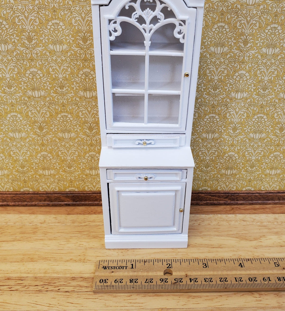 Dollhouse Cabinet Hutch Kitchen or Living Room White Finish 1:12 Scale Miniature Furniture - Miniature Crush