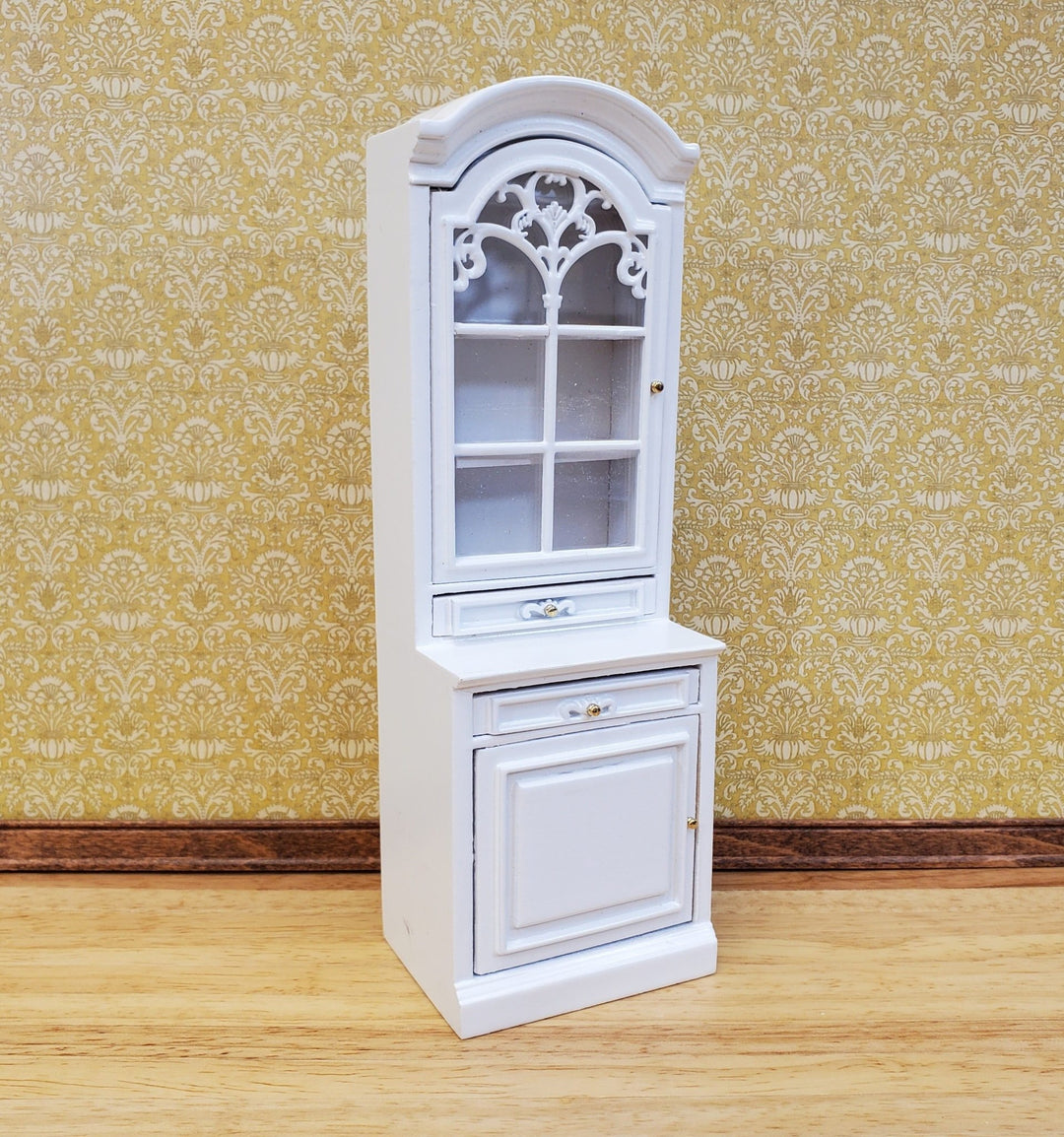 Dollhouse Cabinet Hutch Kitchen or Living Room White Finish 1:12 Scale Miniature Furniture - Miniature Crush