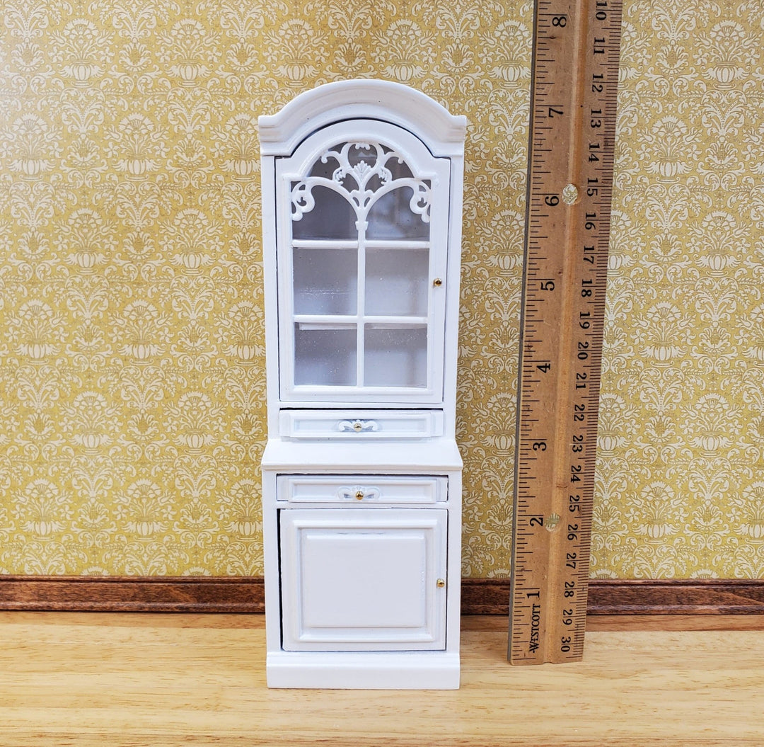 Dollhouse Cabinet Hutch Kitchen or Living Room White Finish 1:12 Scale Miniature Furniture - Miniature Crush