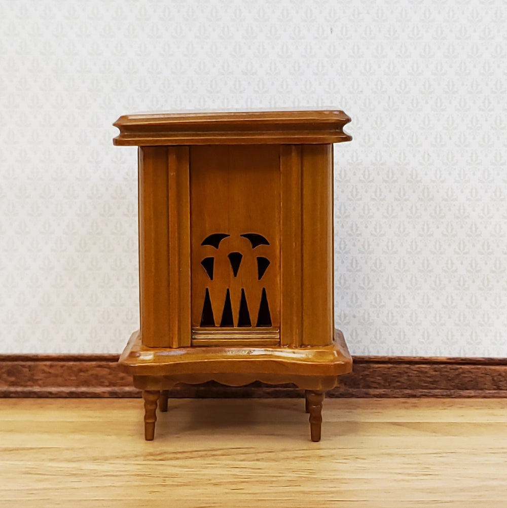 Dollhouse Cabinet Radio Vintage Style Wood Walnut Finish 1:12 Scale Miniature - Miniature Crush