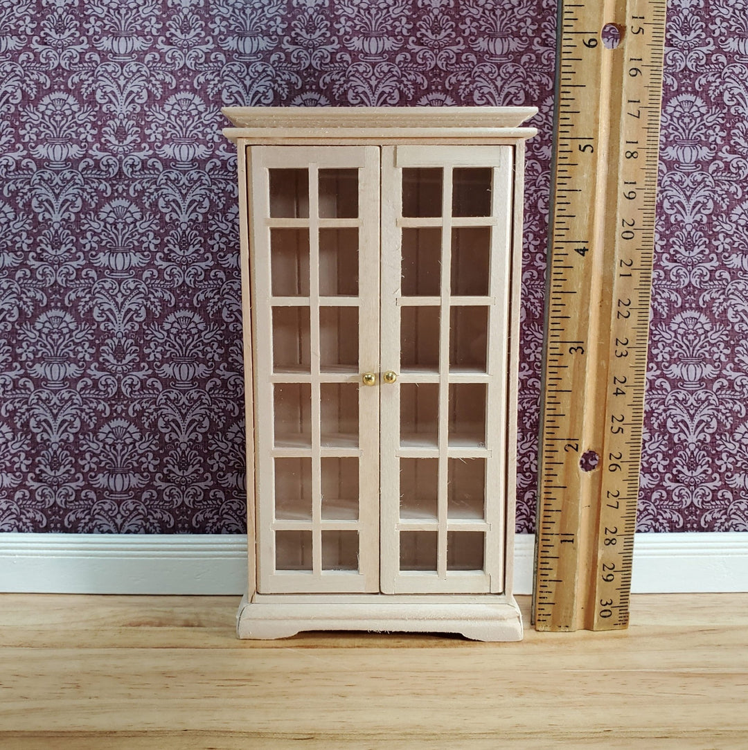 Dollhouse Cabinet with Doors Small Profile 1:12 Scale Miniature Furniture Unpainted - Miniature Crush