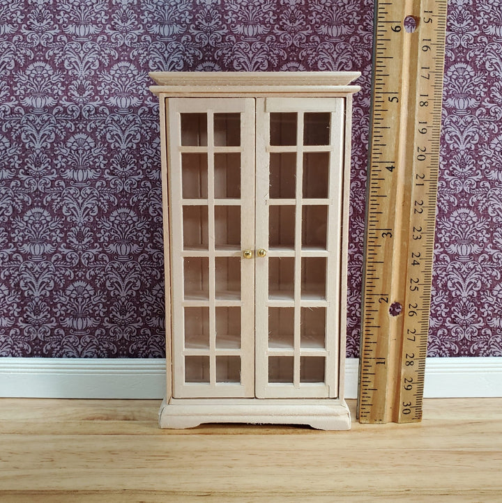 Dollhouse Cabinet with Doors Small Profile 1:12 Scale Miniature Furniture Unpainted - Miniature Crush