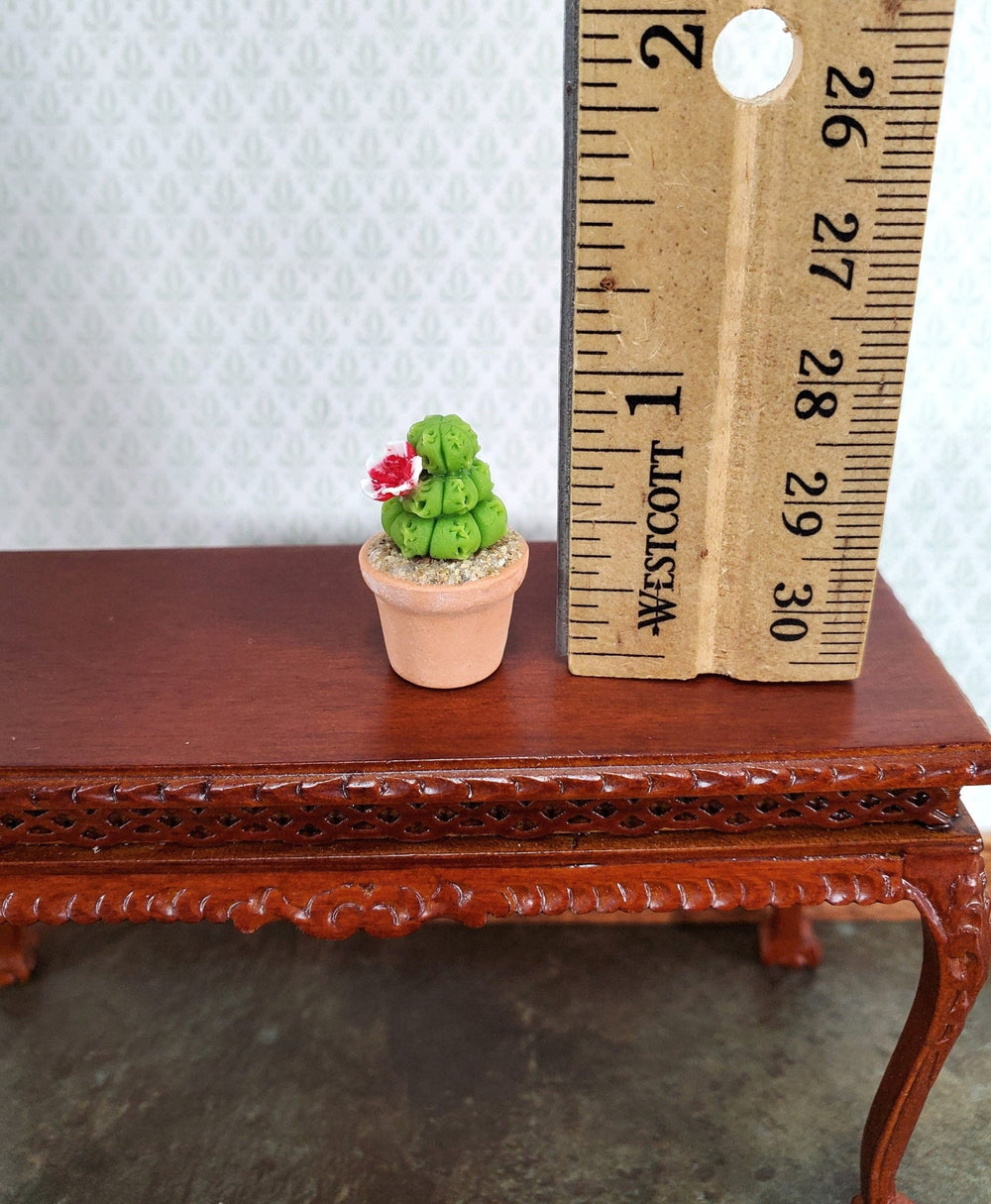 Dollhouse Cactus Flowering Plant Terra Cotta Planter Pot 1:12 Scale Miniature Decor - Miniature Crush