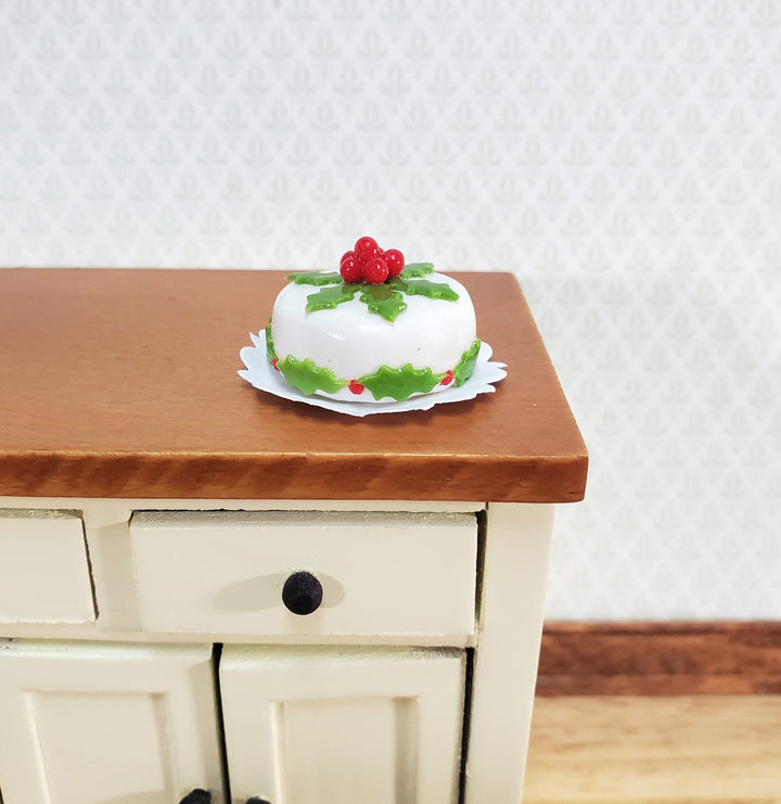 Dollhouse Cake Christmas Holly Round 1:12 Scale Miniature Food Dessert - Miniature Crush