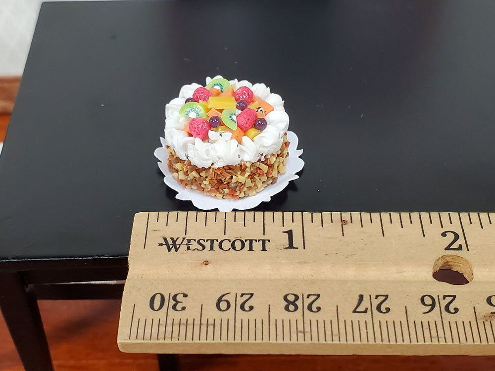 Dollhouse Cake Round with Fruit and Nuts 1:12 Scale Miniature Food Bakery - Miniature Crush