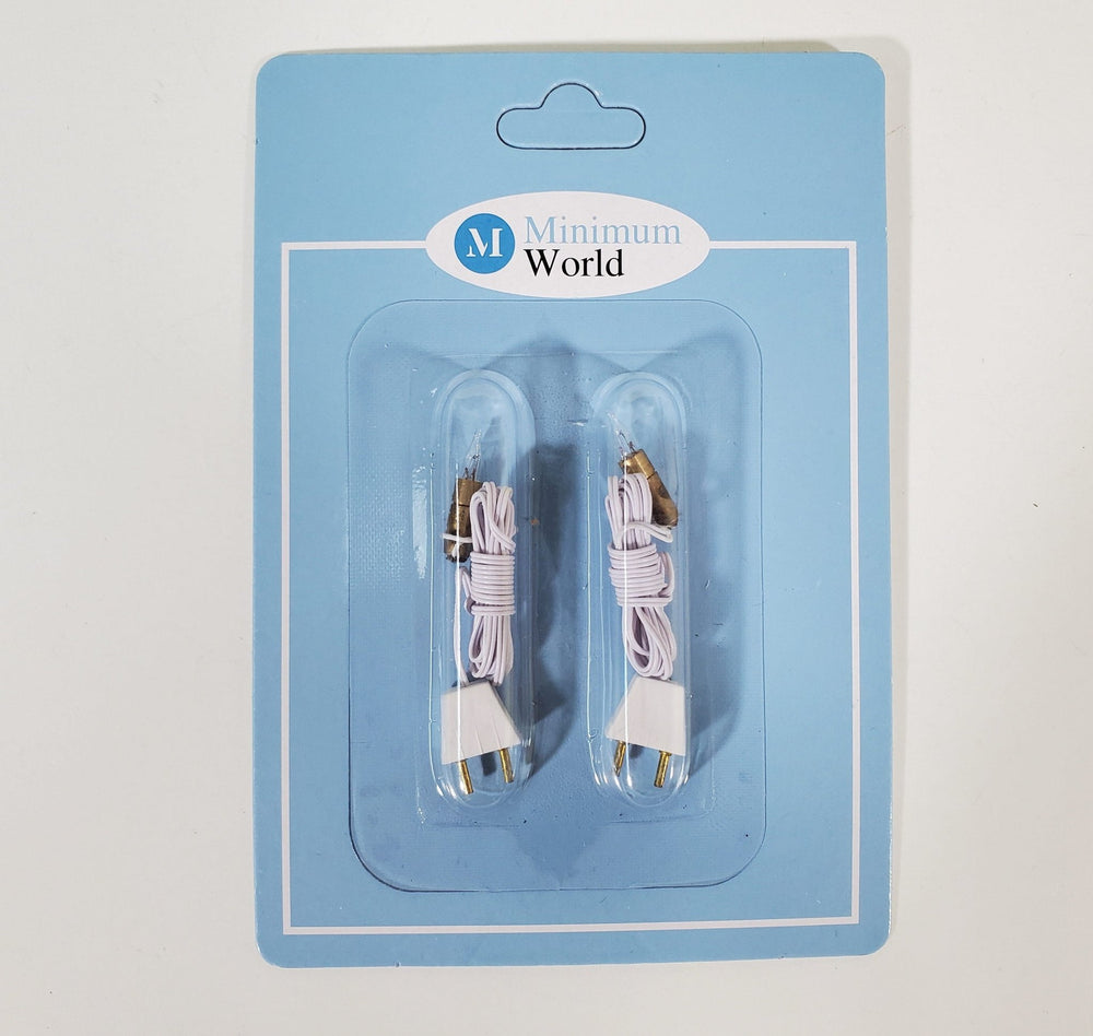 Dollhouse Candle Tip Bulbs in Sockets with Plug Set of 2 1:12 Scale Miniatures - Miniature Crush