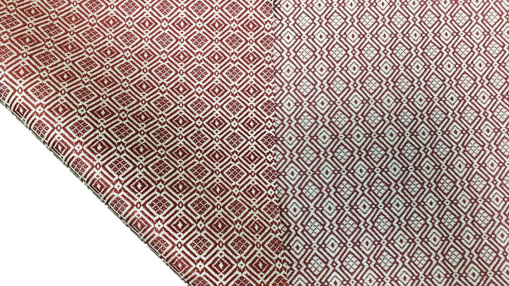 Dollhouse Carpet Maroon Beige Small Print Woven Fabric 15"x15" 1:12 Scale Miniature - Miniature Crush