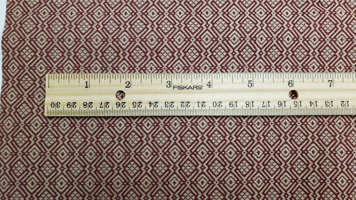 Dollhouse Carpet Maroon Beige Small Print Woven Fabric 15"x15" 1:12 Scale Miniature - Miniature Crush