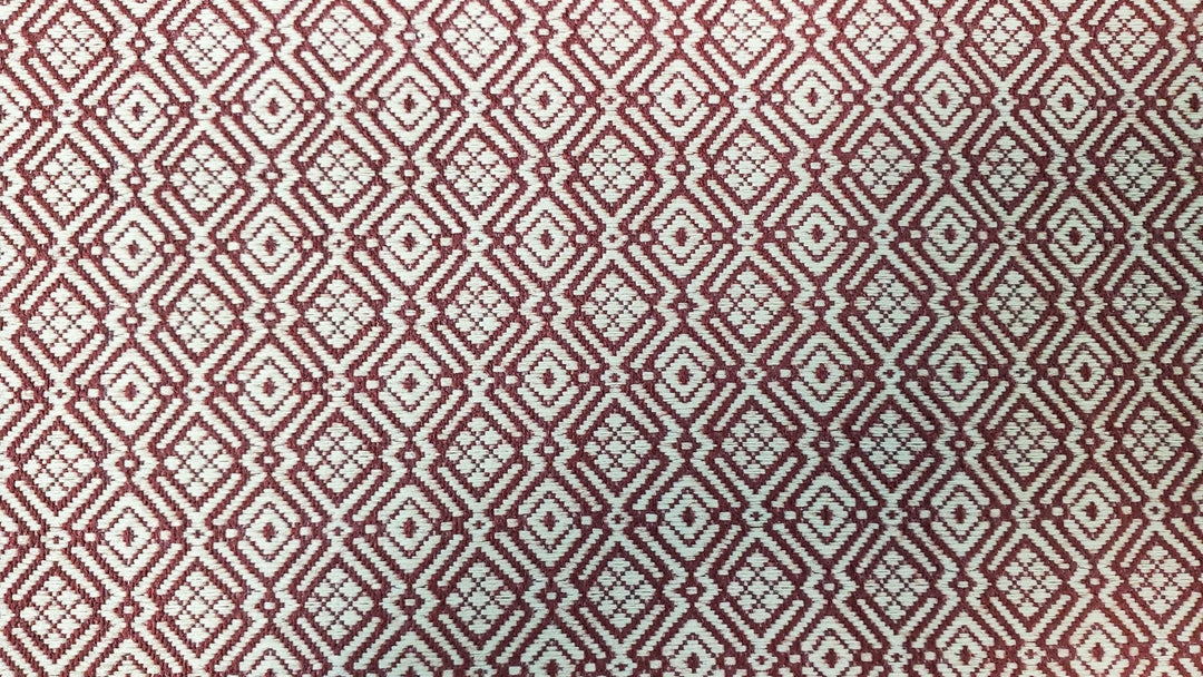 Dollhouse Carpet Maroon Beige Small Print Woven Fabric 15"x15" 1:12 Scale Miniature - Miniature Crush