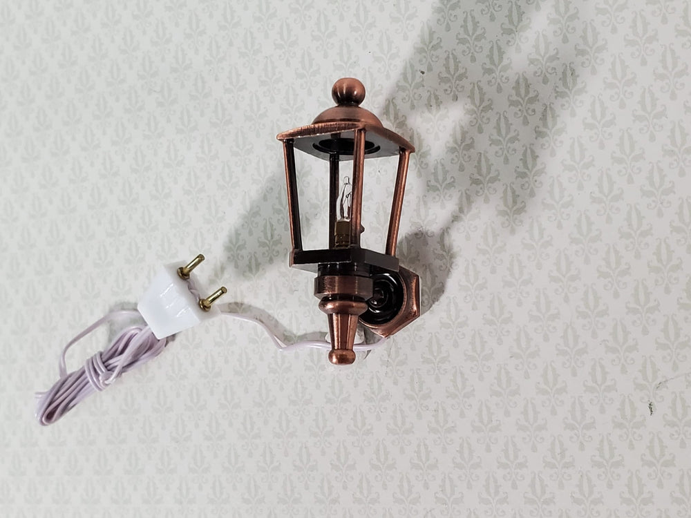Dollhouse Carriage Coach Lamp Bronze 1:12 Scale Miniature 12 Volt with Plug Porch Light - Miniature Crush