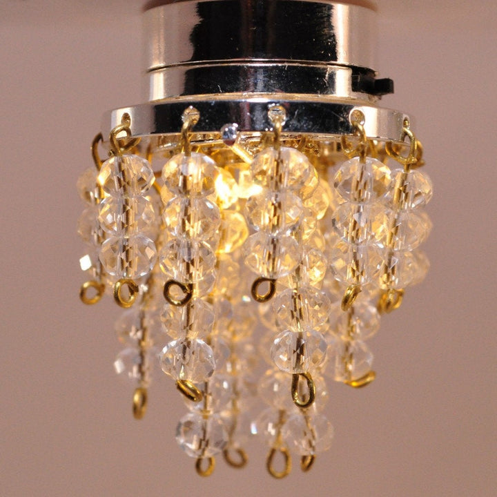 Dollhouse Ceiling Light "Crystal" Beads 1:12 Scale Miniature Battery Operated - Miniature Crush