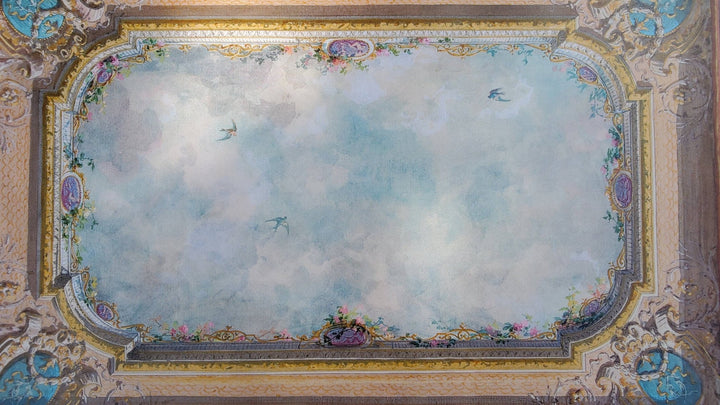 Dollhouse Ceiling Mural Wallpaper Birds Painted Victorian 1:12 Scale Itsy Bitsy - Miniature Crush