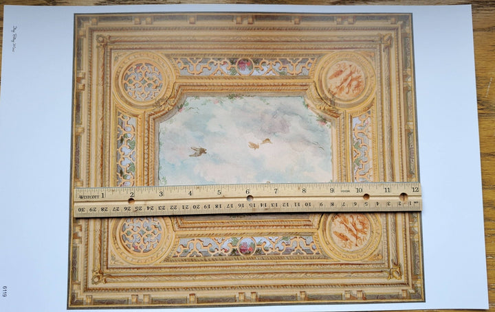 Dollhouse Ceiling Mural Wallpaper Sky Birds Painted Victorian 1:12 Scale Itsy Bitsy - Miniature Crush