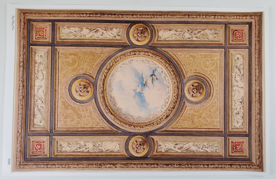 Dollhouse Ceiling Mural Wallpaper Sky Ducks Painted Victorian 1:12 Scale Itsy Bitsy - Miniature Crush