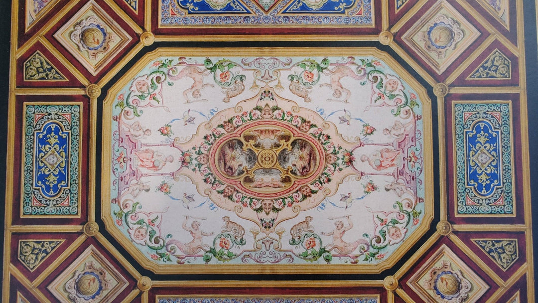Dollhouse Ceiling Mural Wallpaper Victorian Painted Style 1:12 Scale Itsy Bitsy - Miniature Crush