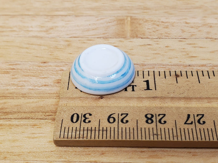 Dollhouse Ceramic Bowls White with Blue Lines Set of 4 1:12 Scale Miniatures - Miniature Crush