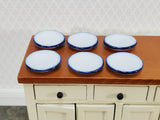 Dollhouse Ceramic Plates White with Blue Trim Set of 6 1:12 Scale Miniatures 7/8" - Miniature Crush