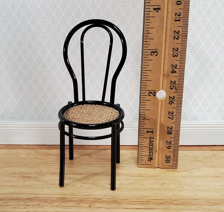 Dollhouse Chair Black Metal "Cane" Seat 1:12 Scale Fairy Garden Soda Fountain - Miniature Crush