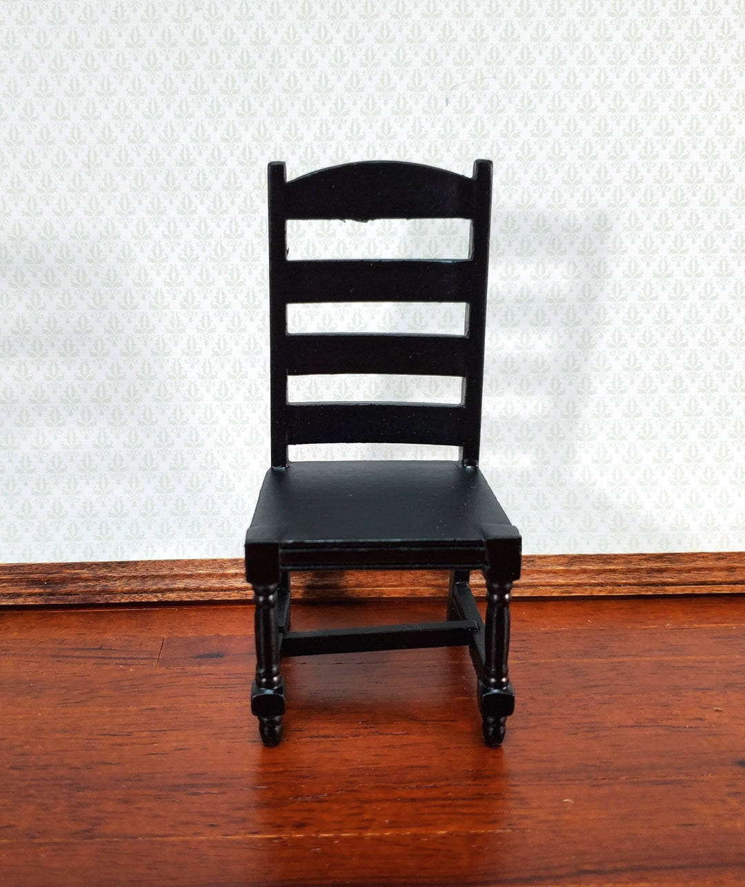 Dollhouse Chair Ladderback for Kitchen or Dining Room Black 1:12 Scale Miniature Furniture - Miniature Crush