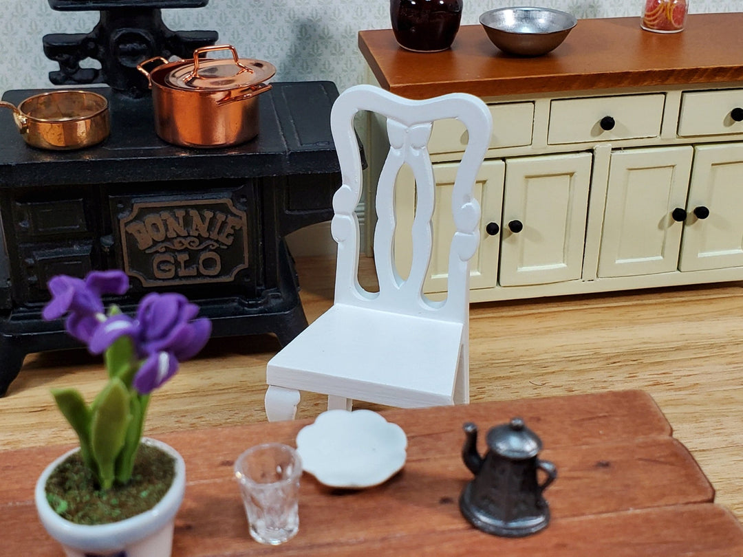 Dollhouse Chair White Dining or Kitchen Chair 1:12 Scale Miniature Furniture - Miniature Crush