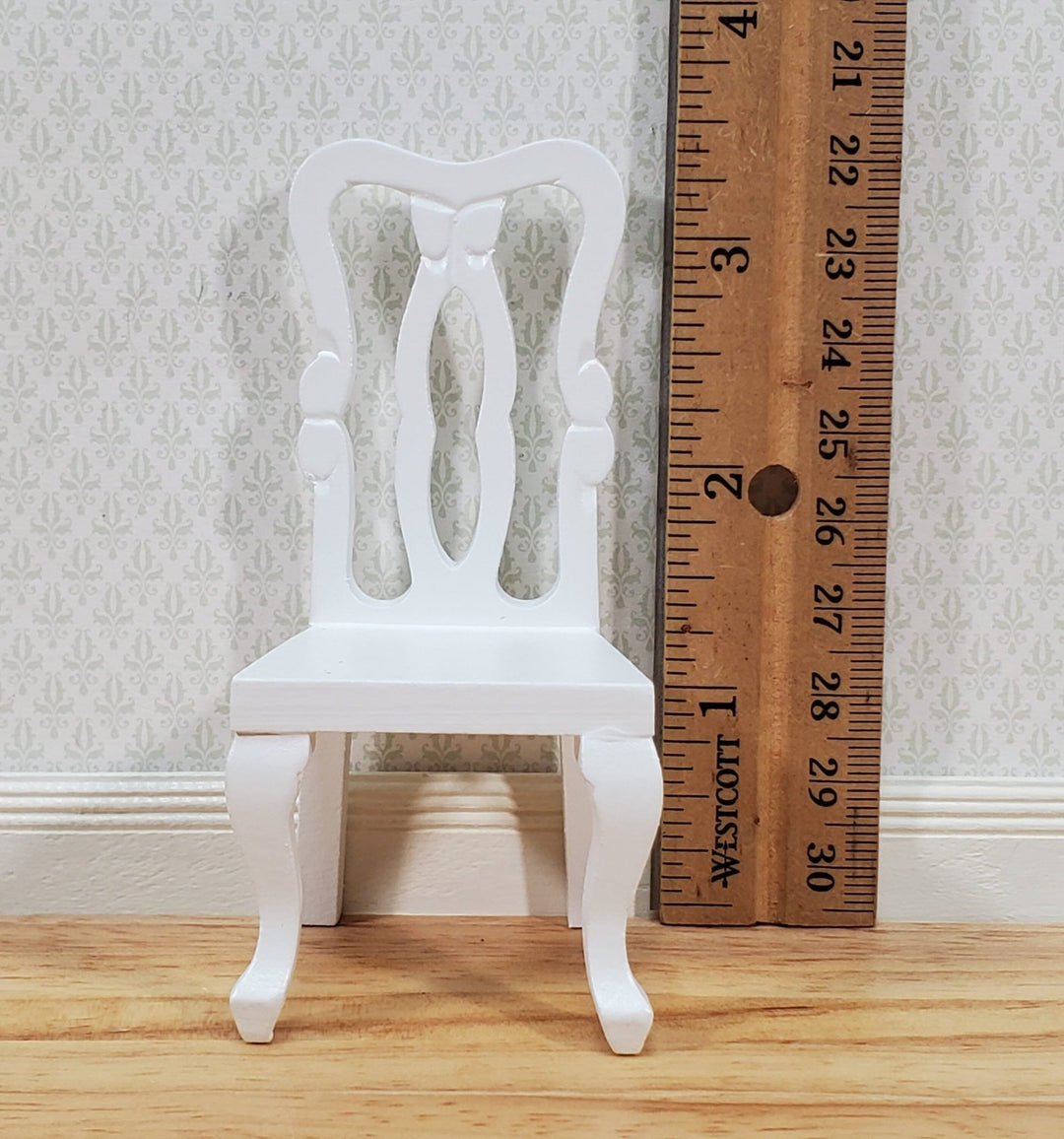 Dollhouse Chair White Dining or Kitchen Chair 1:12 Scale Miniature Furniture - Miniature Crush