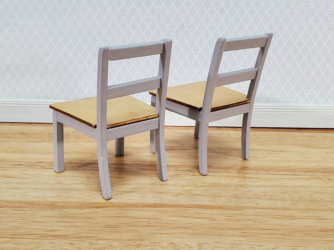 Dollhouse Chairs Modern Style Set of 2 Gray 1:12 Scale Dining Room Kitchen Miniatures Furniture - Miniature Crush