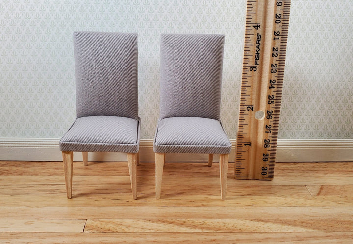 Dollhouse Chairs Modern Style Set of 2 Gray Fabric 1:12 Scale Miniature Furniture - Miniature Crush