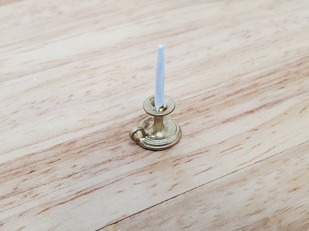Dollhouse Chamber Candle Holder with Candle Gold 1:12 Scale Miniature Metal - Miniature Crush