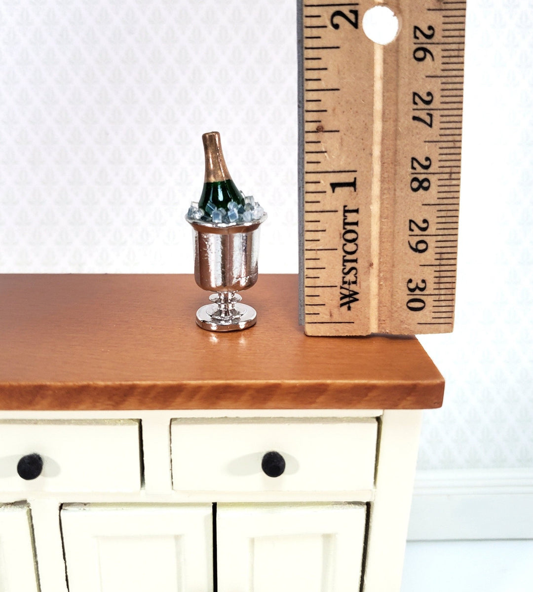 Dollhouse Champagne on Ice in Chilling Bucket 1:12 Scale Miniature Drinks - Miniature Crush