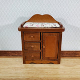Dollhouse Changing Table Walnut Finish 1:12 Scale Miniature Nursery Furniture - Miniature Crush