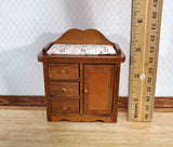 Dollhouse Changing Table Walnut Finish 1:12 Scale Miniature Nursery Furniture - Miniature Crush