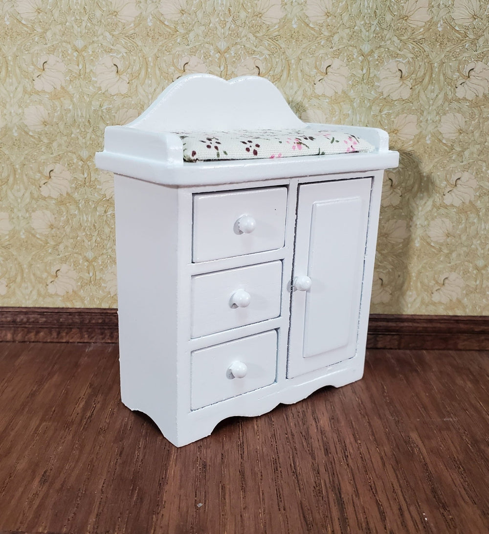 Dollhouse Changing Table White Wood 1:12 Scale Miniature Nursery Furniture - Miniature Crush