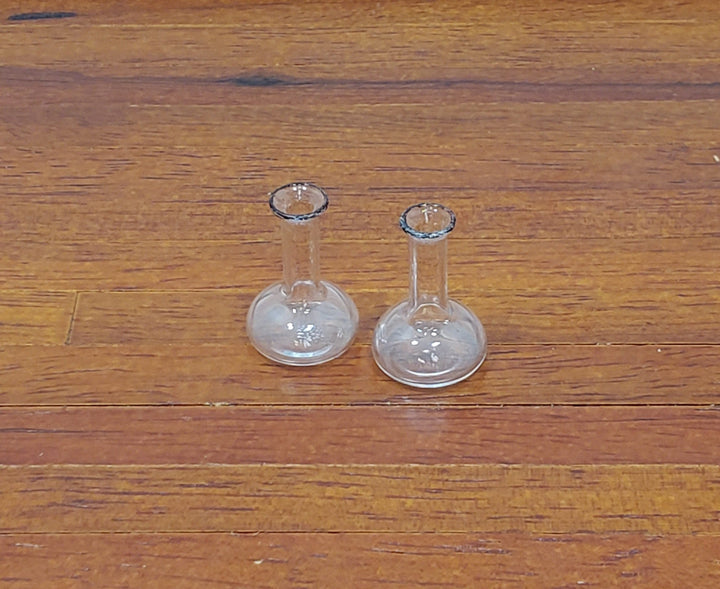 Dollhouse Chemist Flasks Set of 2 Lab Jar Real Glass Mad Scientist 1:12 Scale - Miniature Crush