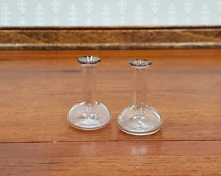 Dollhouse Chemist Flasks Set of 2 Lab Jar Real Glass Mad Scientist 1:12 Scale - Miniature Crush