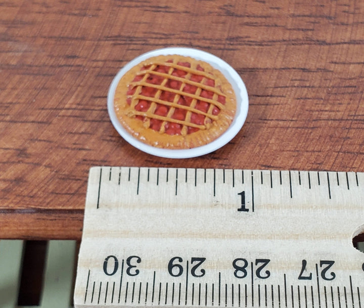 Dollhouse Cherry Pie on Plate 1:12 Scale Miniature Kitchen Food Bakery - Miniature Crush