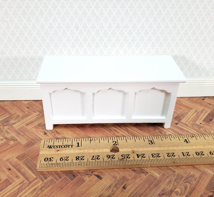 Dollhouse Chest Blanket Trunk 1:12 Scale Miniature Furniture White Wood - Miniature Crush