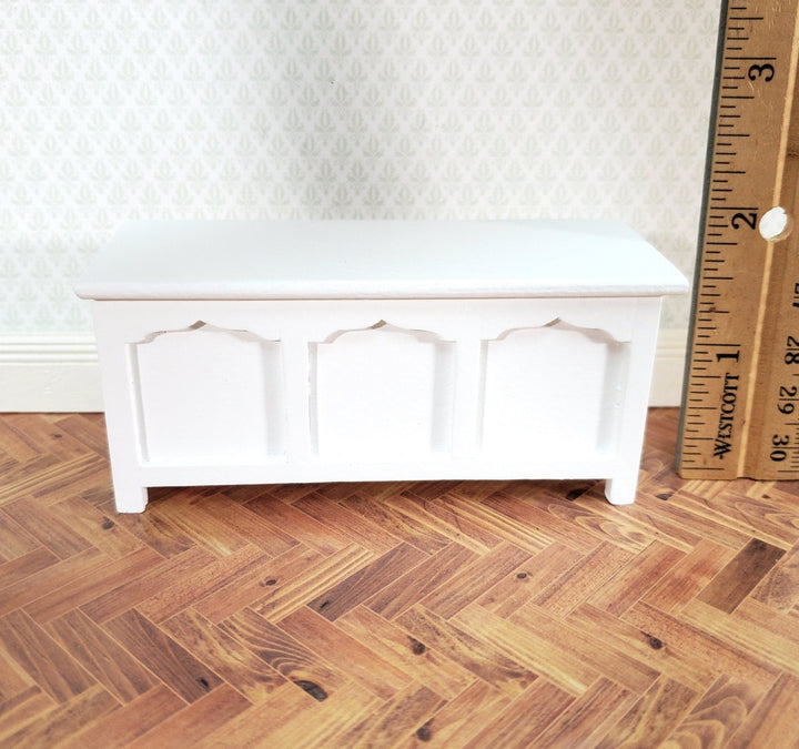 Dollhouse Chest Blanket Trunk 1:12 Scale Miniature Furniture White Wood - Miniature Crush