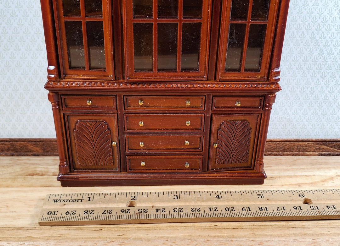 Dollhouse China Cabinet Display Hutch Walnut 1:12 Scale Miniature Furniture - Miniature Crush