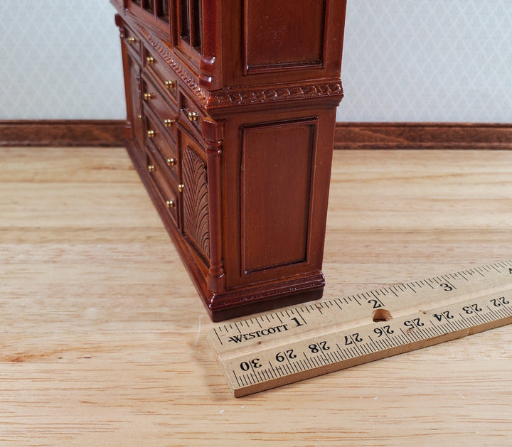 Dollhouse China Cabinet Display Hutch Walnut 1:12 Scale Miniature Furniture - Miniature Crush