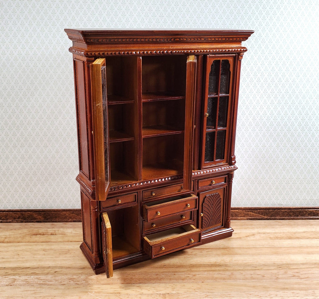 Dollhouse China Cabinet Display Hutch Walnut 1:12 Scale Miniature Furniture - Miniature Crush