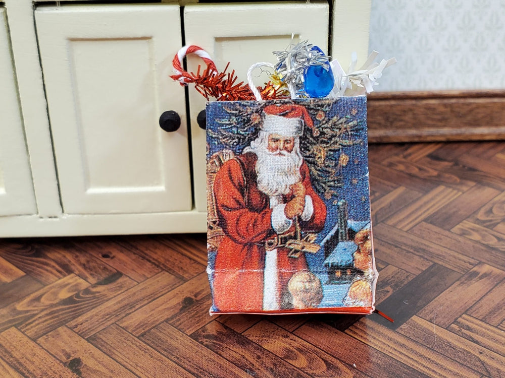 Dollhouse Christmas Holiday Shopping Bag Santa Claus 1:12 Scale Miniature Accessories - Miniature Crush