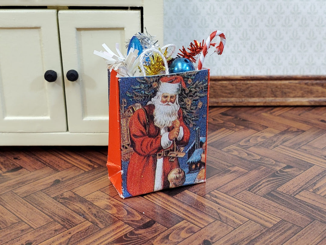 Dollhouse Christmas Holiday Shopping Bag Santa Claus 1:12 Scale Miniature Accessories - Miniature Crush