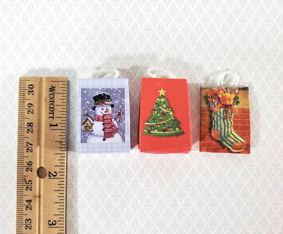 Dollhouse Christmas Holiday Shopping Bags x3 1:12 Scale Miniature Accessories - Miniature Crush