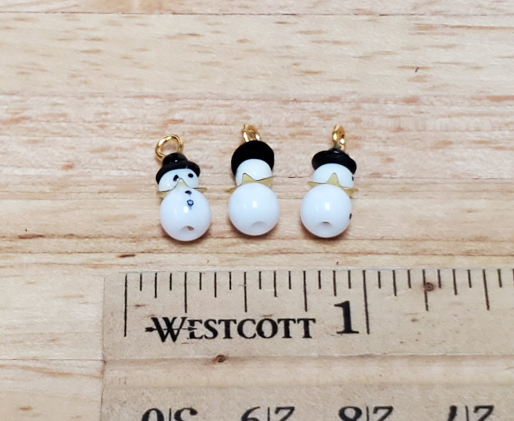Dollhouse Christmas Ornaments Set of 3 Snowmen with Top Hats 1:12 Scale Miniatures - Miniature Crush