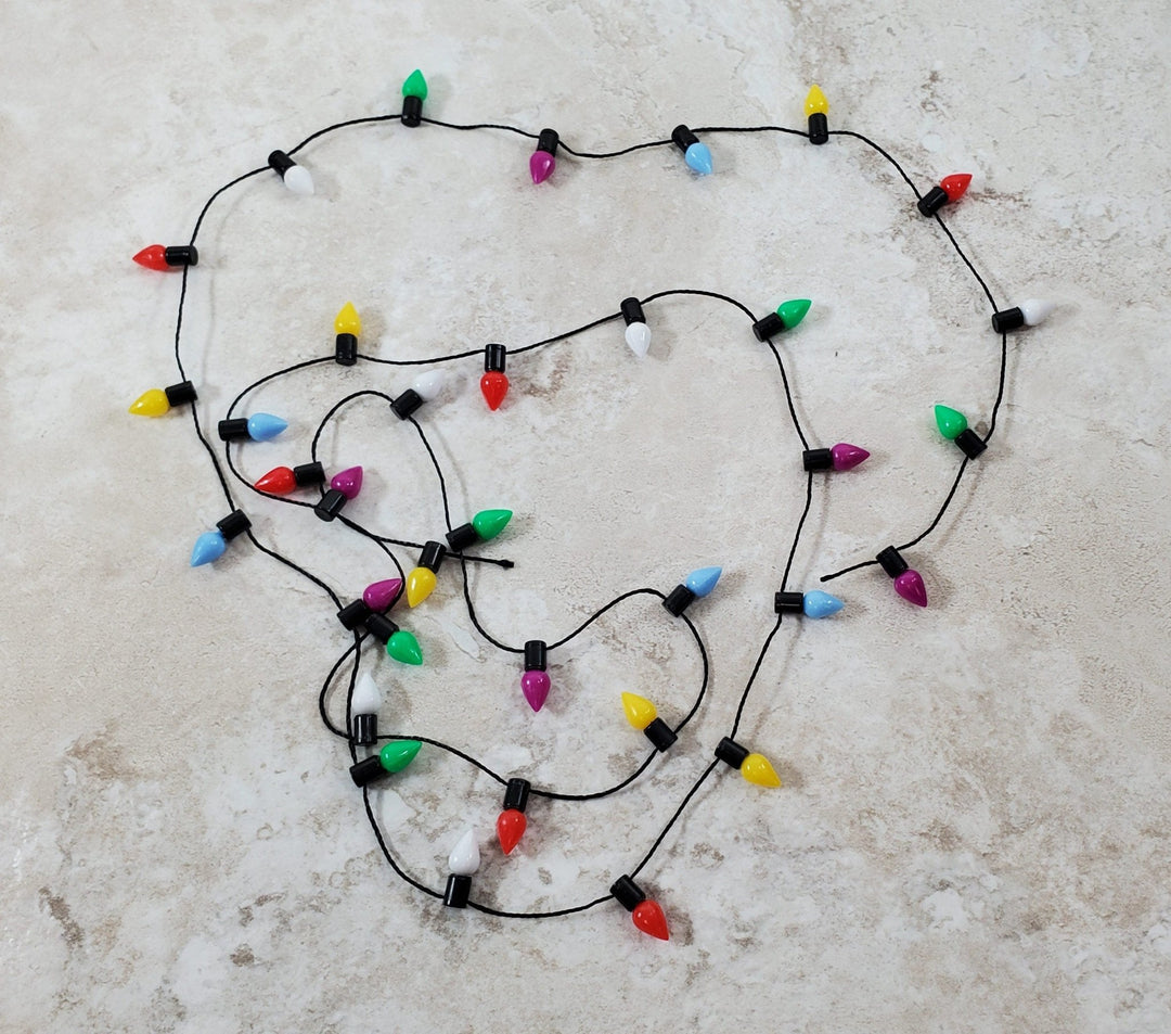 Dollhouse Christmas Tree Lights String Multi Colored Black String Holiday Miniatures - Miniature Crush