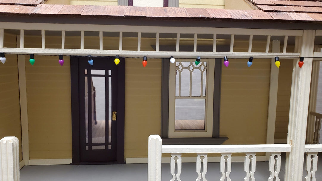Dollhouse Christmas Tree Lights String Multi Colored Black String Holiday Miniatures - Miniature Crush