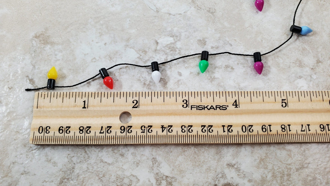 Dollhouse Christmas Tree Lights String Multi Colored Black String Holiday Miniatures - Miniature Crush
