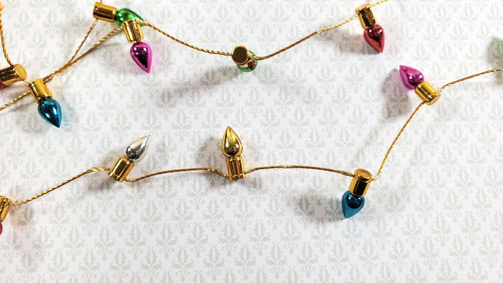 Dollhouse Christmas Tree Lights String Multi Colored Gold String Holiday Miniatures - Miniature Crush