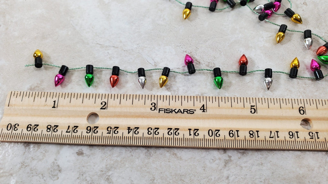 Dollhouse Christmas Tree Lights String Multi Colored Green String Holiday Miniatures - Miniature Crush